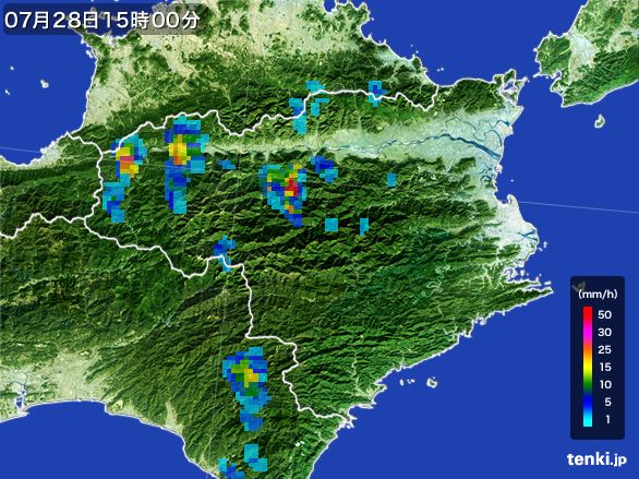 徳島県の雨雲レーダー(2016年07月28日)