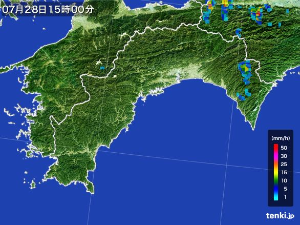 高知県の雨雲レーダー(2016年07月28日)