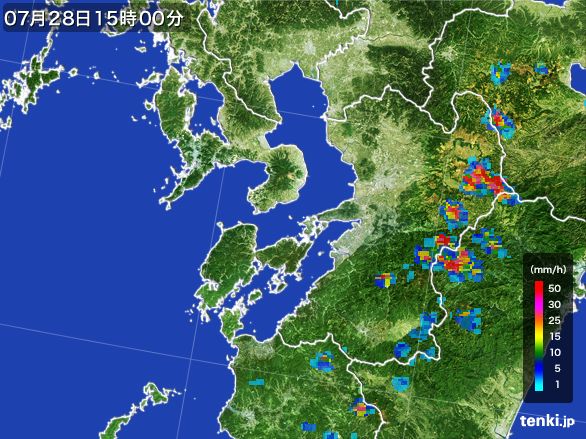 熊本県の雨雲レーダー(2016年07月28日)