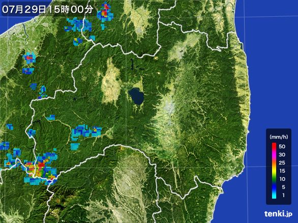 福島県の雨雲レーダー(2016年07月29日)