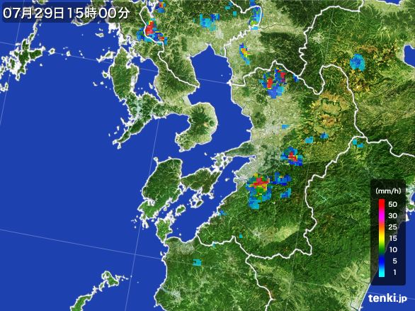 熊本県の雨雲レーダー(2016年07月29日)
