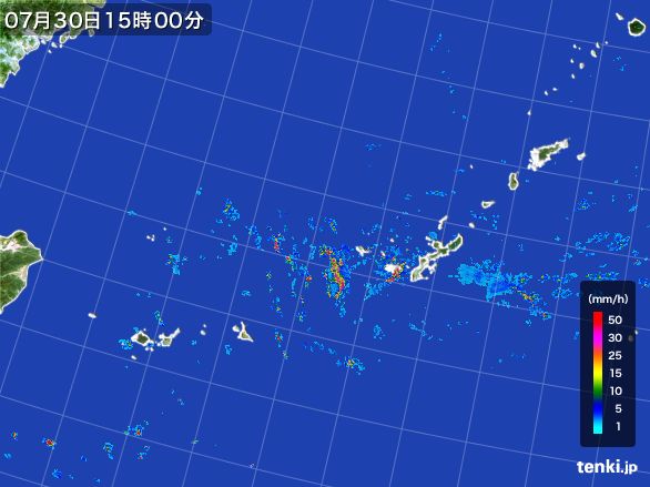 沖縄地方の雨雲レーダー(2016年07月30日)