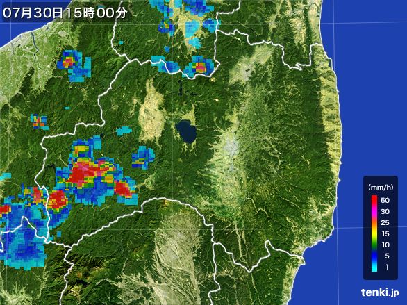 福島県の雨雲レーダー(2016年07月30日)