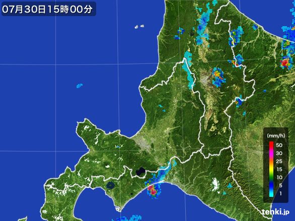 道央の雨雲レーダー(2016年07月30日)