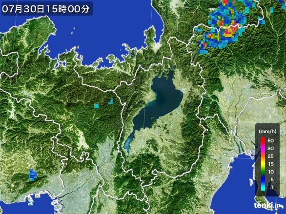滋賀県の雨雲レーダー(2016年07月30日)