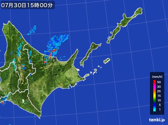 道東の雨雲レーダー(2016年07月30日)