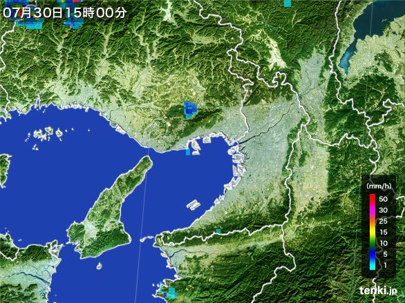 大阪府の雨雲レーダー(2016年07月30日)