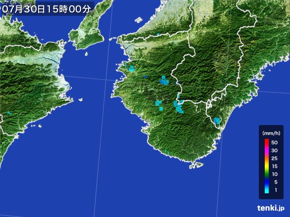 和歌山県の雨雲レーダー(2016年07月30日)