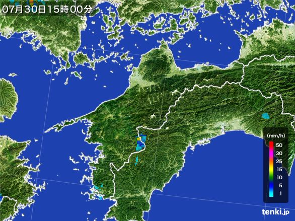 愛媛県の雨雲レーダー(2016年07月30日)