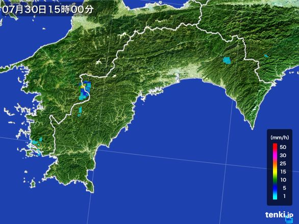 高知県の雨雲レーダー(2016年07月30日)