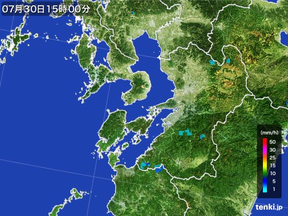 熊本県の雨雲レーダー(2016年07月30日)