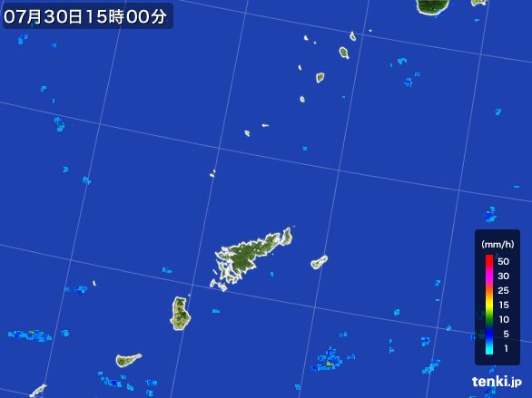 奄美諸島(鹿児島県)の雨雲レーダー(2016年07月30日)