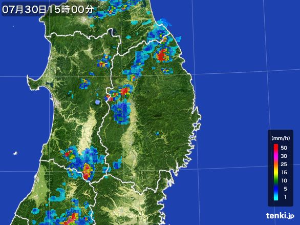 岩手県の雨雲レーダー(2016年07月30日)