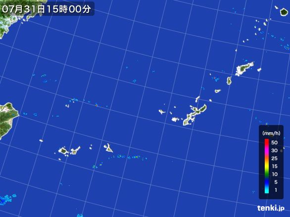沖縄地方の雨雲レーダー(2016年07月31日)