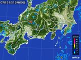 2016年07月31日の東海地方の雨雲レーダー