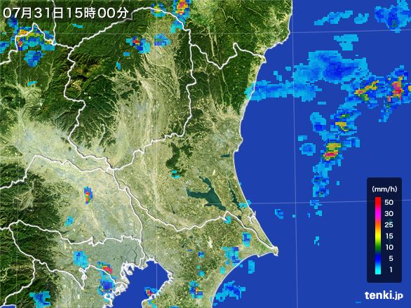 茨城県の雨雲レーダー(2016年07月31日)