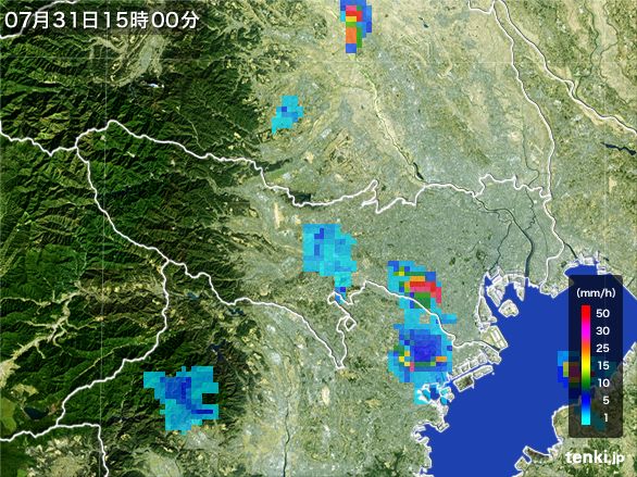 東京都の雨雲レーダー(2016年07月31日)