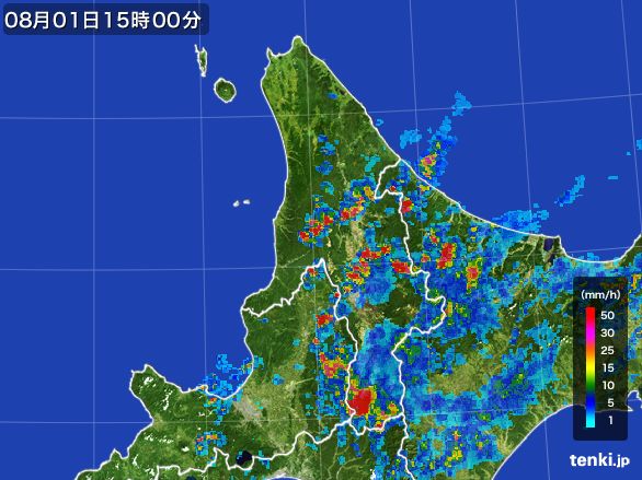 道北の雨雲レーダー(2016年08月01日)