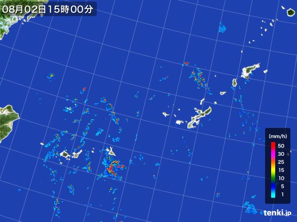 沖縄地方の雨雲レーダー(2016年08月02日)
