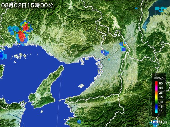 大阪府の雨雲レーダー(2016年08月02日)