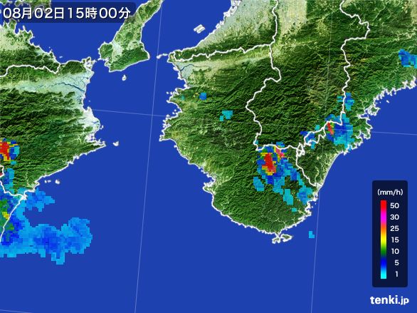 和歌山県の雨雲レーダー(2016年08月02日)