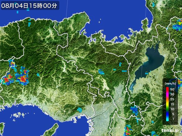 京都府の雨雲レーダー(2016年08月04日)