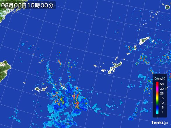 沖縄地方の雨雲レーダー(2016年08月05日)