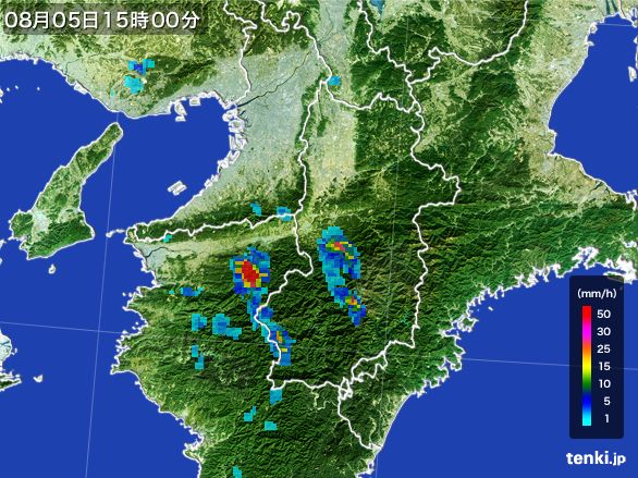 奈良県の雨雲レーダー(2016年08月05日)