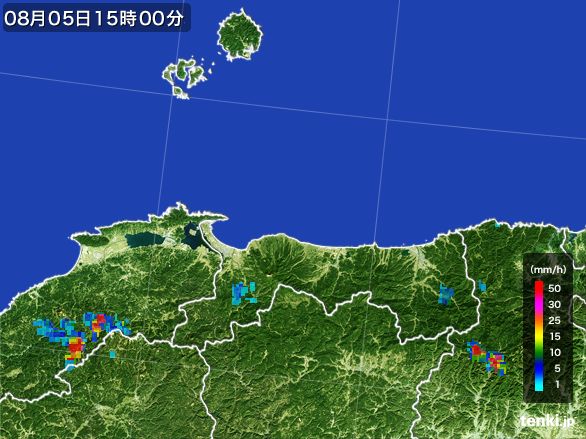 鳥取県の雨雲レーダー(2016年08月05日)