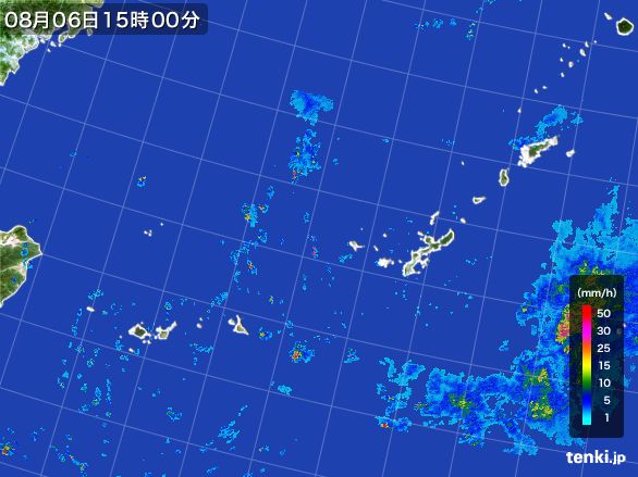 沖縄地方の雨雲レーダー(2016年08月06日)