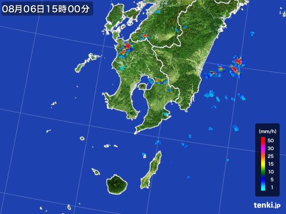 鹿児島県の雨雲レーダー(2016年08月06日)