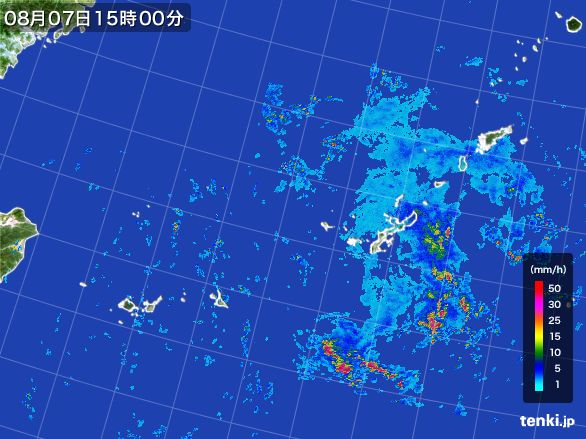 沖縄地方の雨雲レーダー(2016年08月07日)