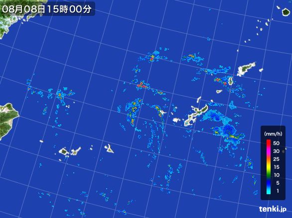 沖縄地方の雨雲レーダー(2016年08月08日)