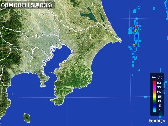 千葉県の雨雲レーダー(2016年08月08日)