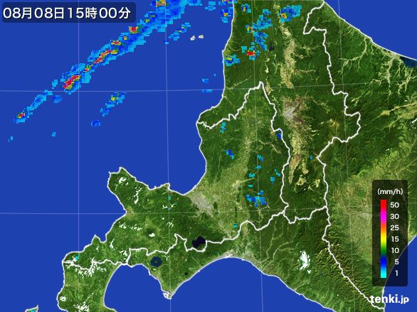道央の雨雲レーダー(2016年08月08日)