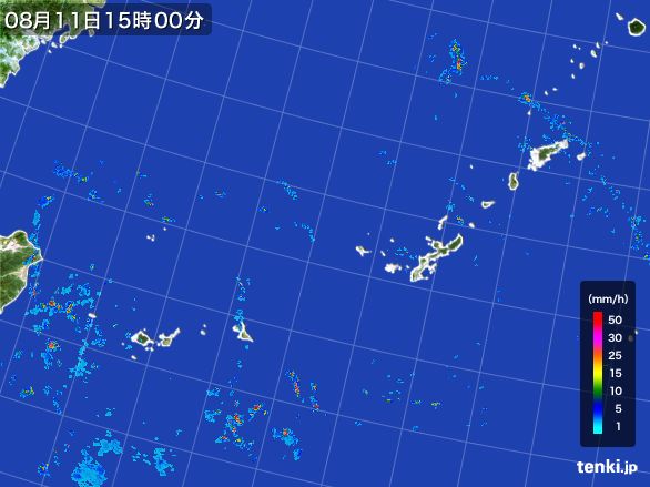 沖縄地方の雨雲レーダー(2016年08月11日)