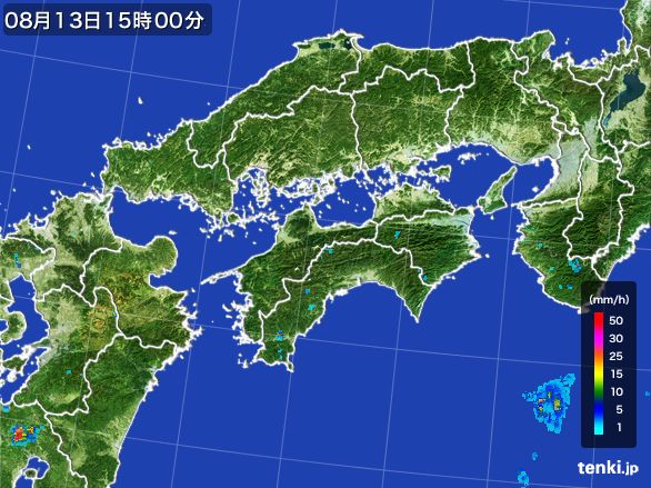 四国地方の雨雲レーダー(2016年08月13日)