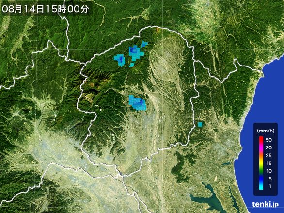 栃木県の雨雲レーダー(2016年08月14日)