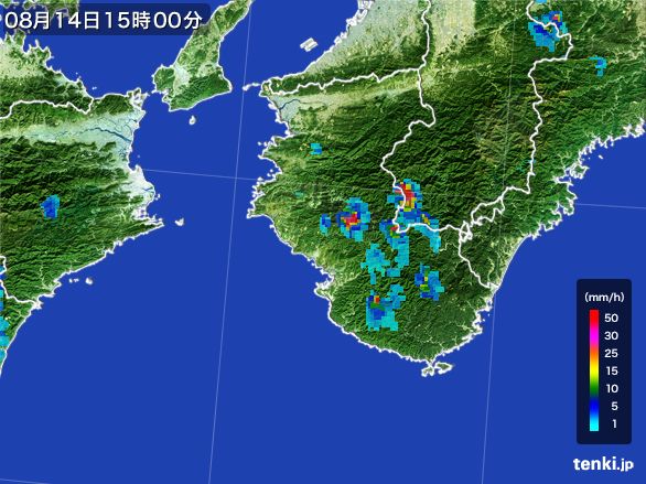 和歌山県の雨雲レーダー(2016年08月14日)