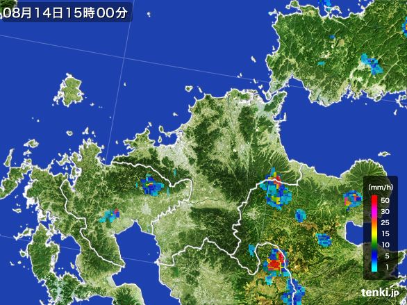 福岡県の雨雲レーダー(2016年08月14日)