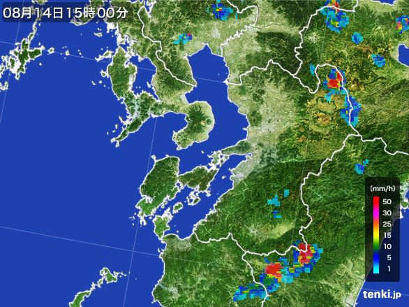 熊本県の雨雲レーダー(2016年08月14日)