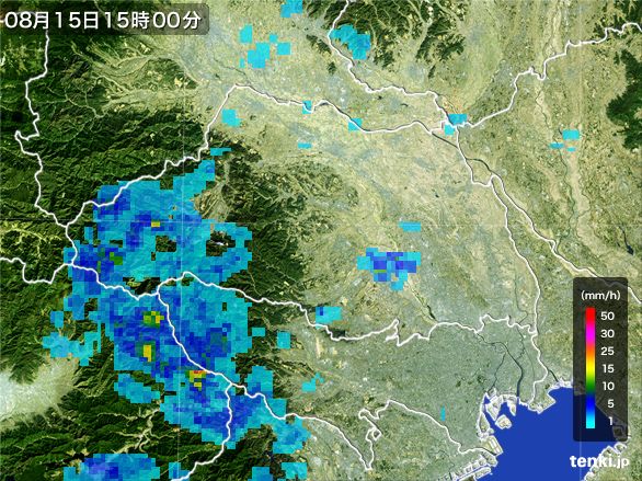 埼玉県の雨雲レーダー(2016年08月15日)