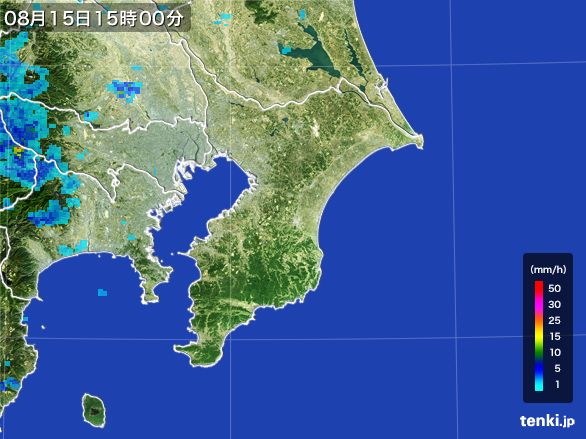 千葉県の雨雲レーダー(2016年08月15日)
