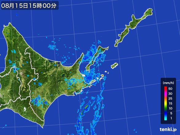 道東の雨雲レーダー(2016年08月15日)