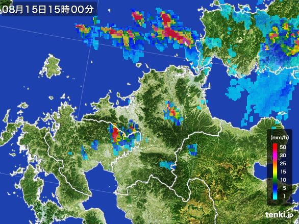 福岡県の雨雲レーダー(2016年08月15日)