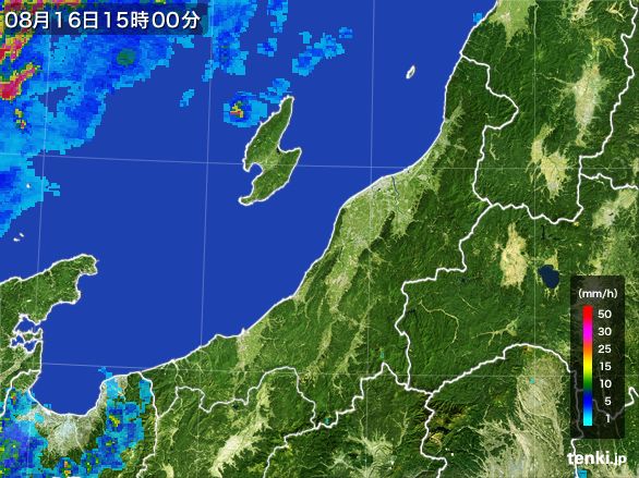 新潟県の雨雲レーダー(2016年08月16日)