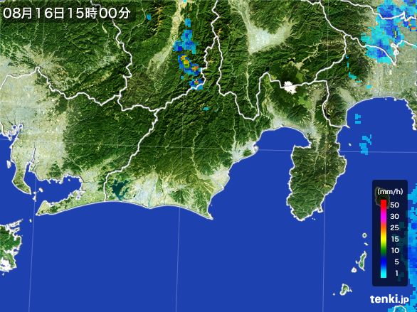 静岡県の雨雲レーダー(2016年08月16日)