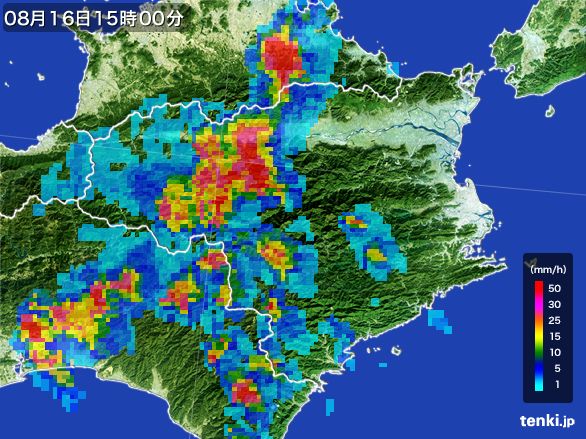 徳島県の雨雲レーダー(2016年08月16日)