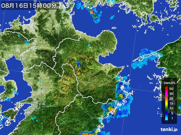 大分県の雨雲レーダー(2016年08月16日)
