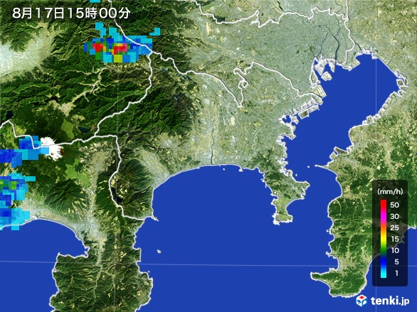 神奈川県の雨雲レーダー(2016年08月17日)